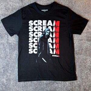 Scream VI Ghostface Graphic T-Shirt Mens XL Black Puff Print Horror Movie Tee